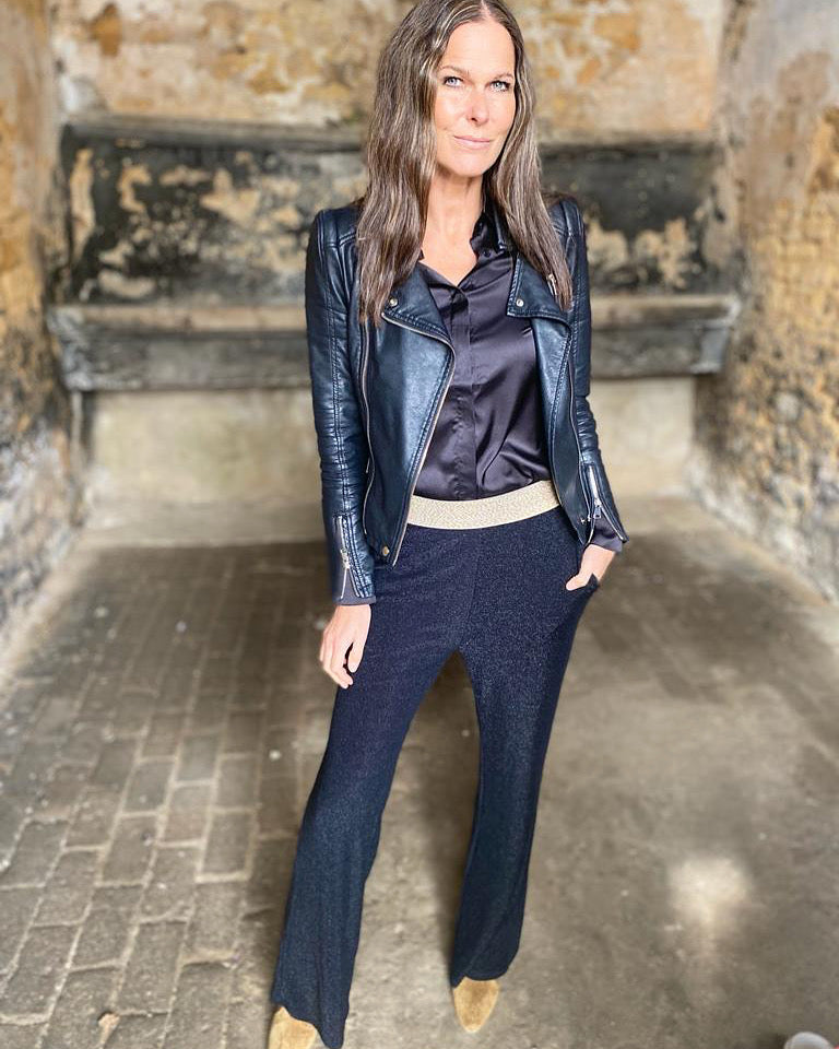 Camille Satin Shirt Black