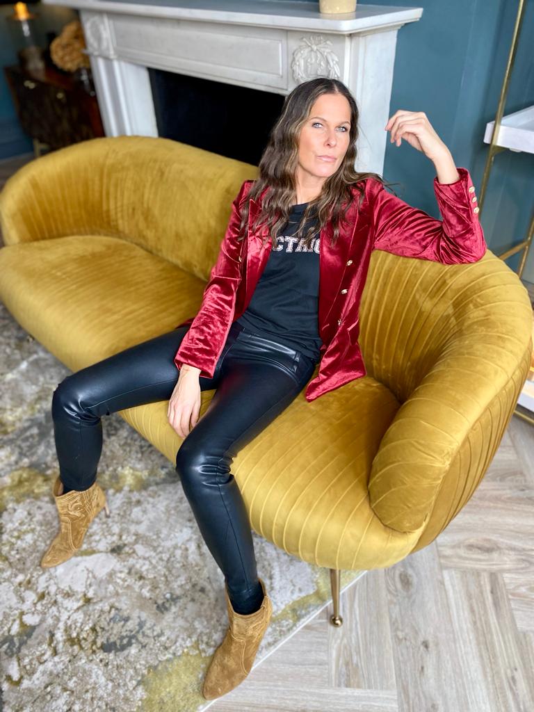 Victoria Velvet Blazer - Rouge