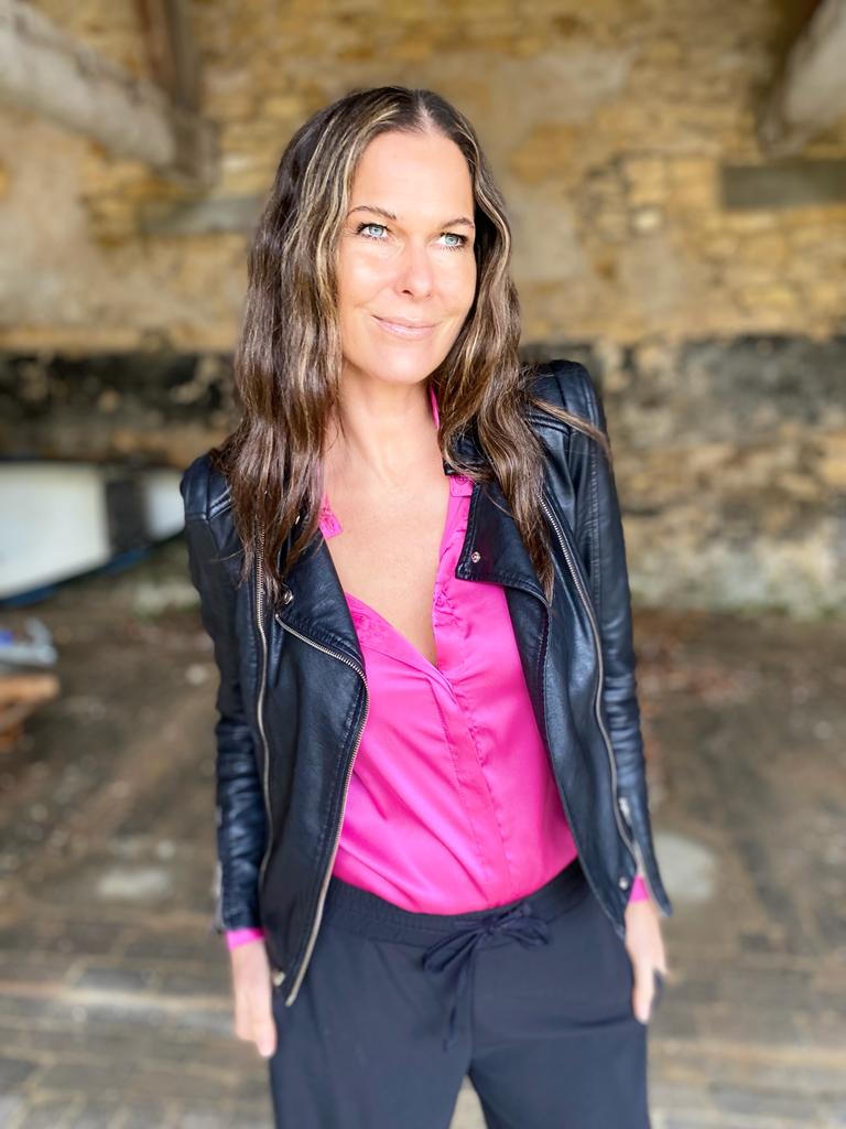 Camille Satin Shirt Magenta