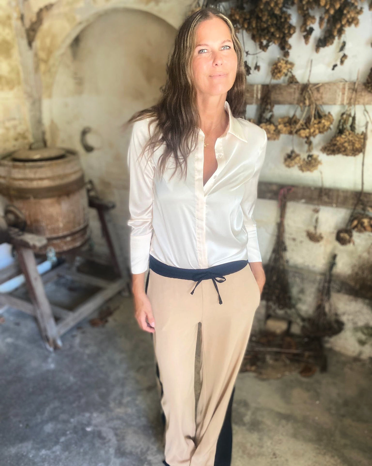 Camille Satin Shirt Nude