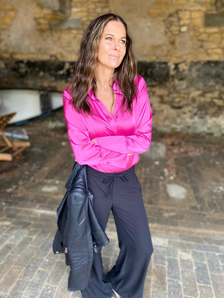 Camille Satin Shirt Magenta