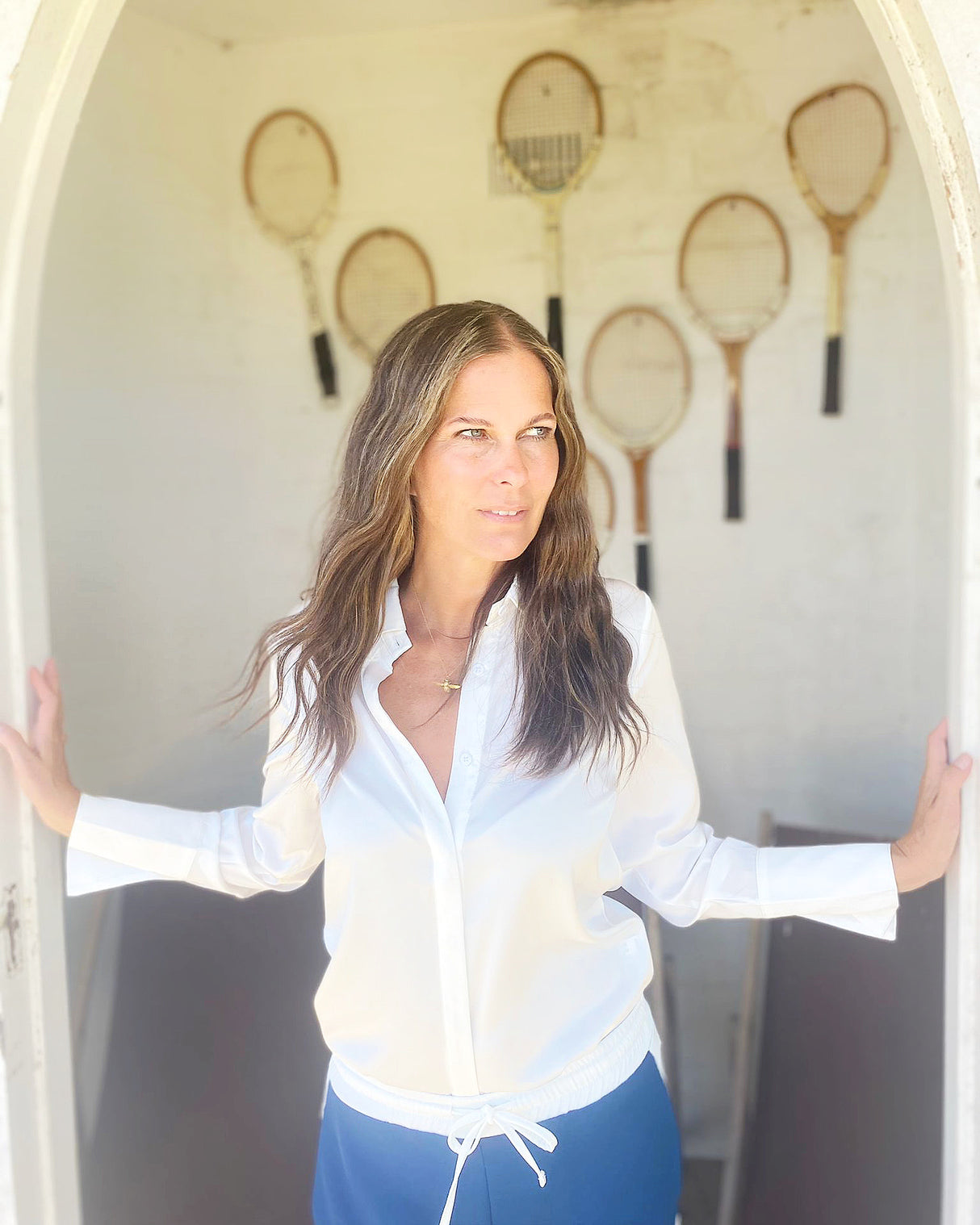 Camille Satin Shirt White