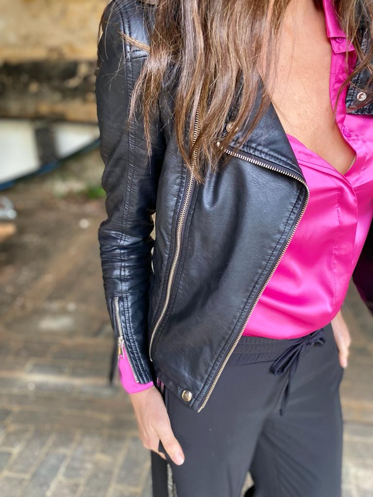 Camille Satin Shirt Magenta