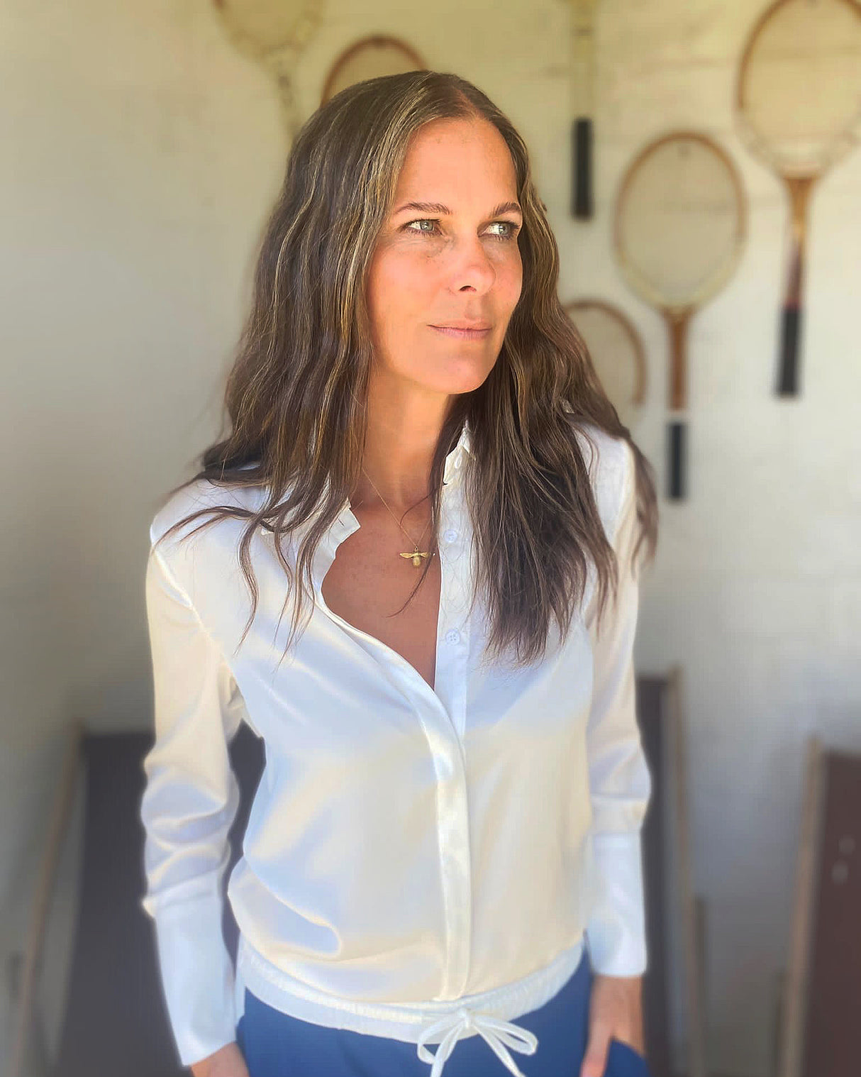 Camille Satin Shirt White