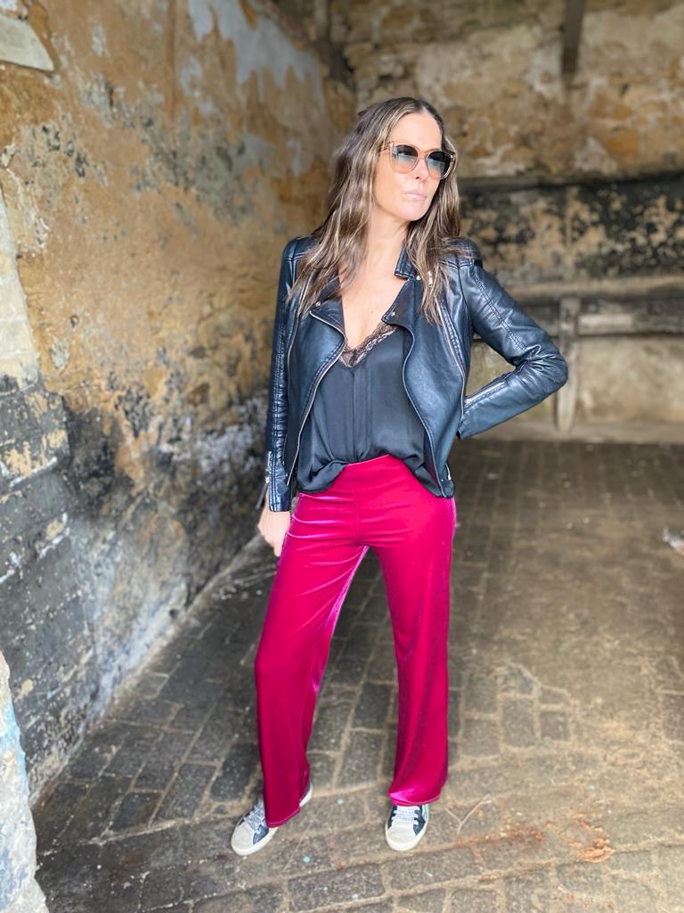 Jessica Velvet Pant Magenta