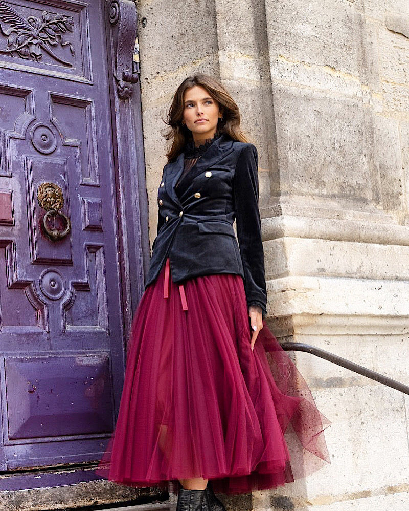 Victoria Velvet Blazer - Black