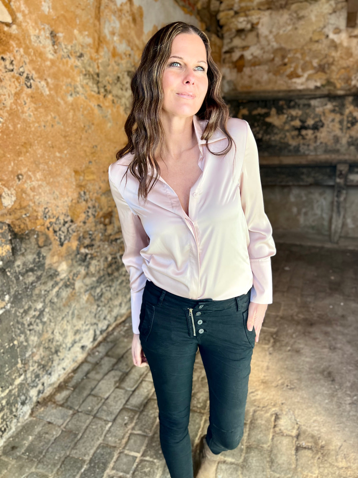 Camille Satin Shirt Blush