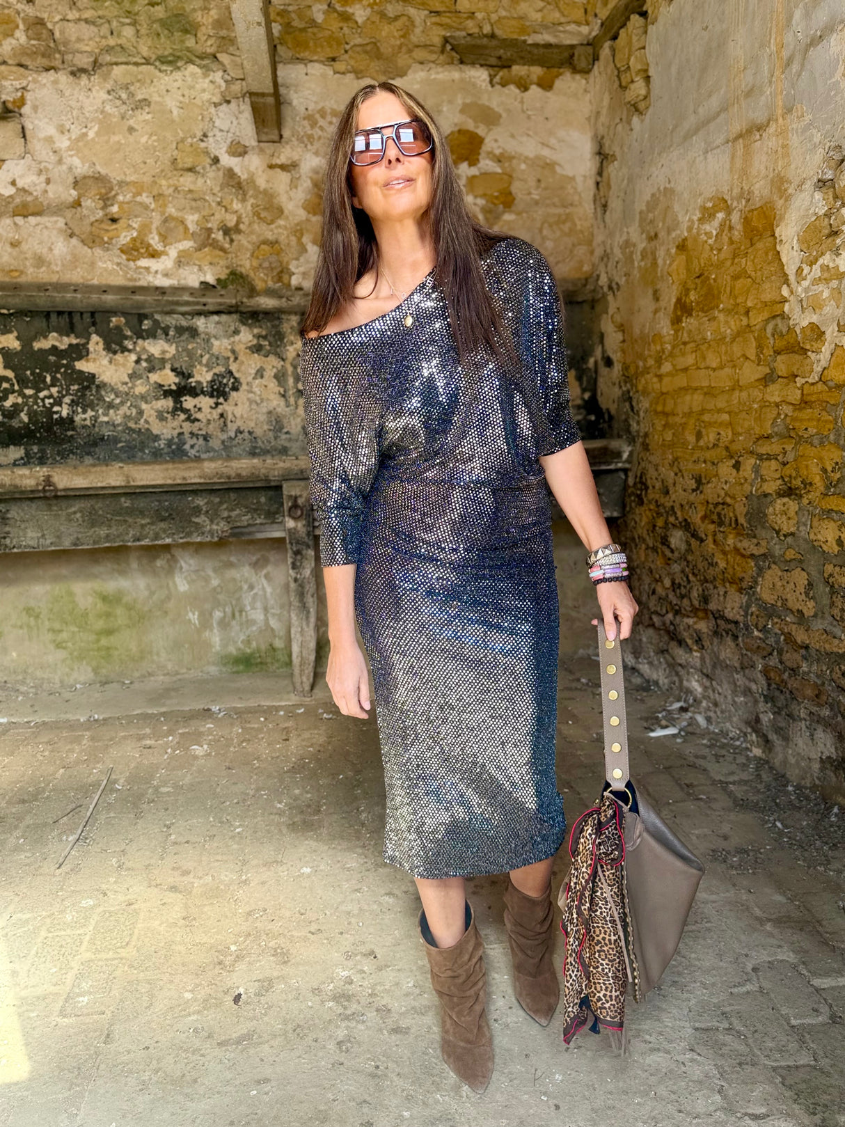 Disco Embellished Midi Dress