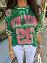 Sequin NFL Inspired Top - Green