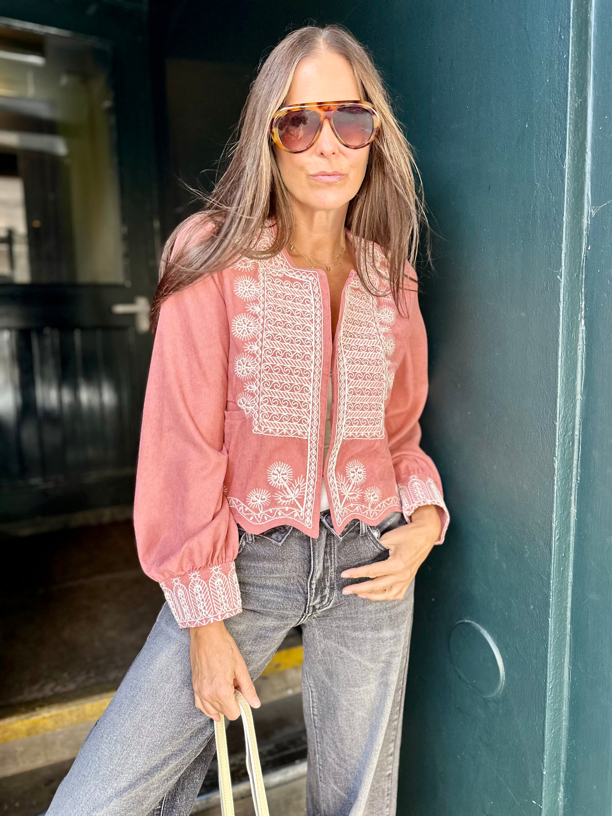 Oriana Embroidered Jacket - Rose