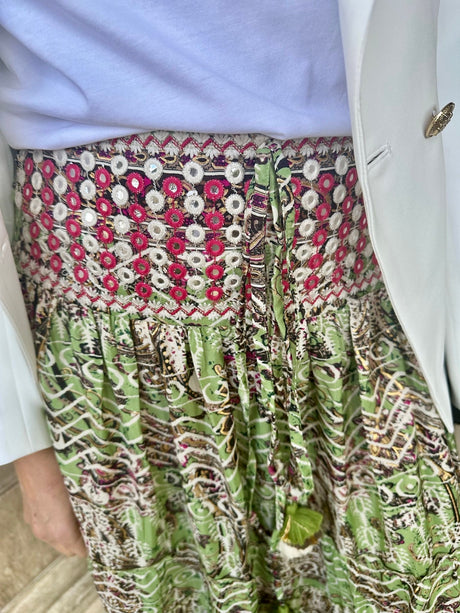 Believer Tiered Maxi Skirt Pea Green
