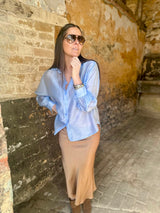Kaite Silk Blend Skirt Camel