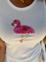 Embellished Tank - Flamingo