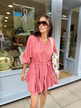 Minnie Cotton Mini Dress - Rust