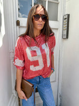 Sequin NFL Inspired Top - Red