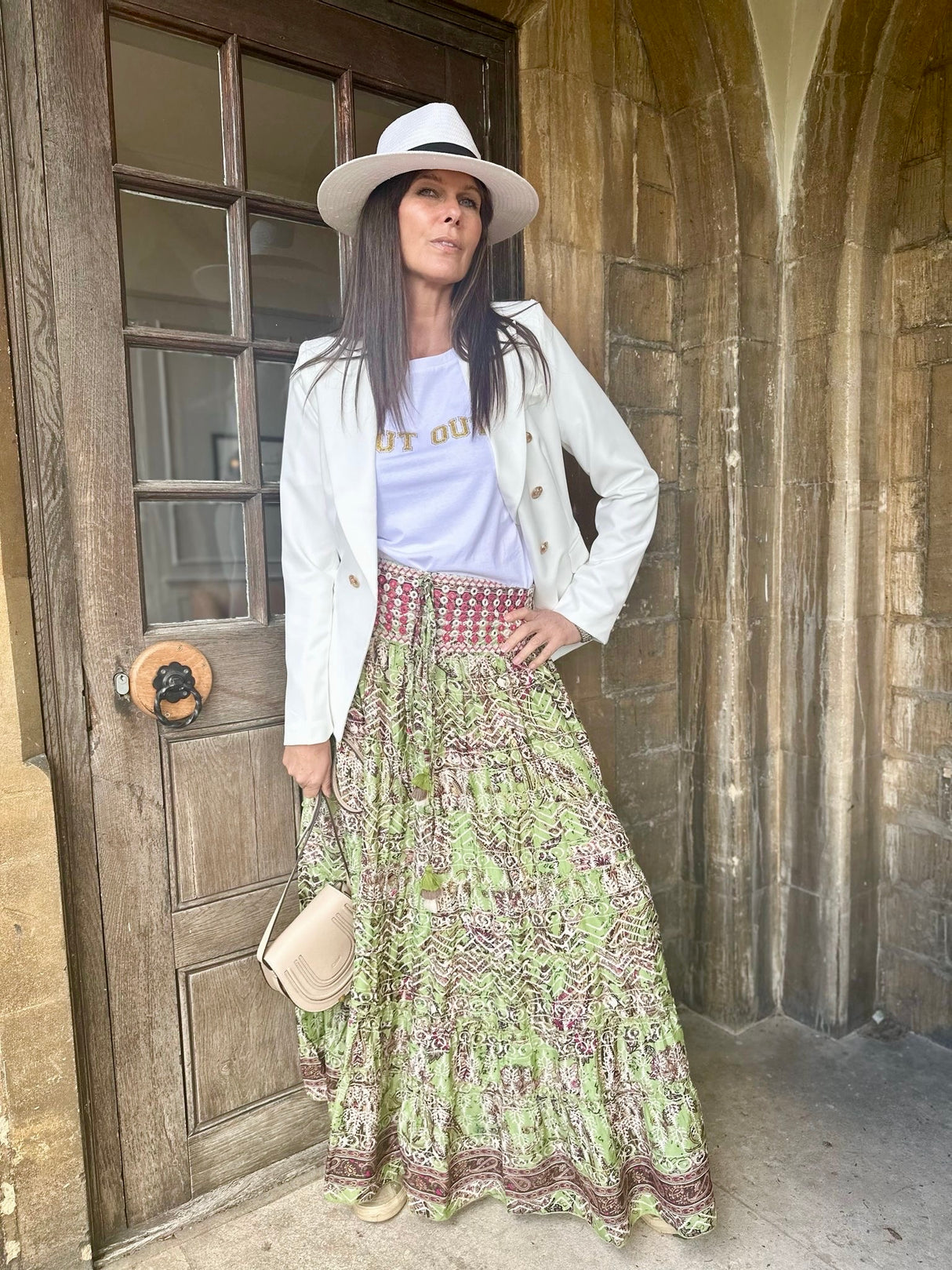 Believer Tiered Maxi Skirt Pea Green