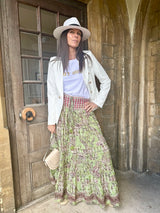 Believer Tiered Maxi Skirt Pea Green