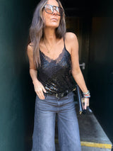 Harley Lace Sequin Cami - Black