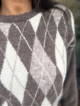 Argyle Crew Neck - Taupe