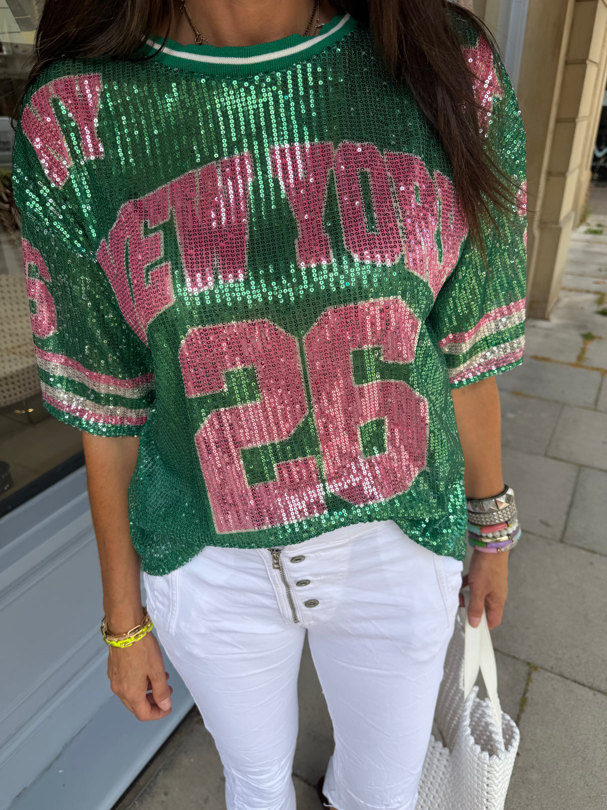Sequin NFL Inspired Top - Green