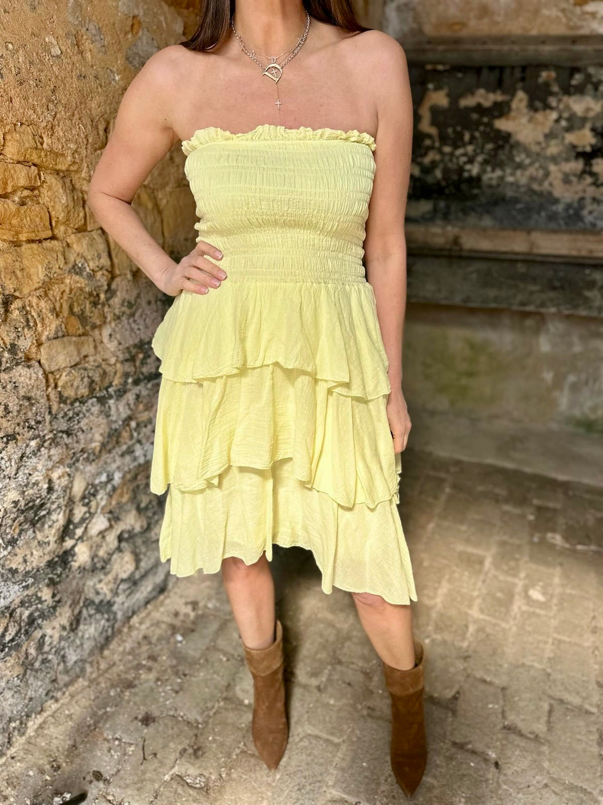 Laurie Ruffle Mini Dress - Yellow
