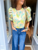 Novalie Cropped Blouse - Blue