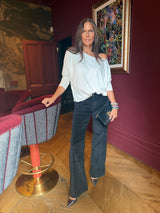 Row Corduroy Wide Leg Pant - Black