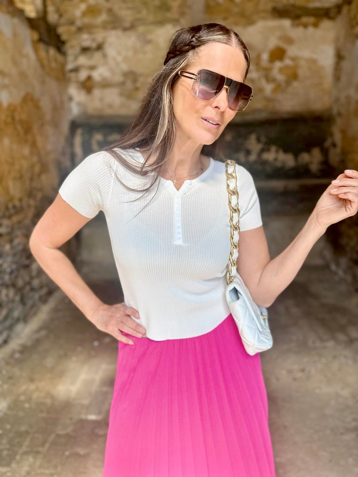Kaia Midi Skirt - Hot Pink
