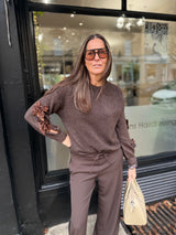 Riley Knit With Sequin Bow - Chocolate