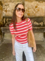 Cassia Knit - Red/White