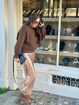 Mariah Sequin Midi Skirt - Rose Gold