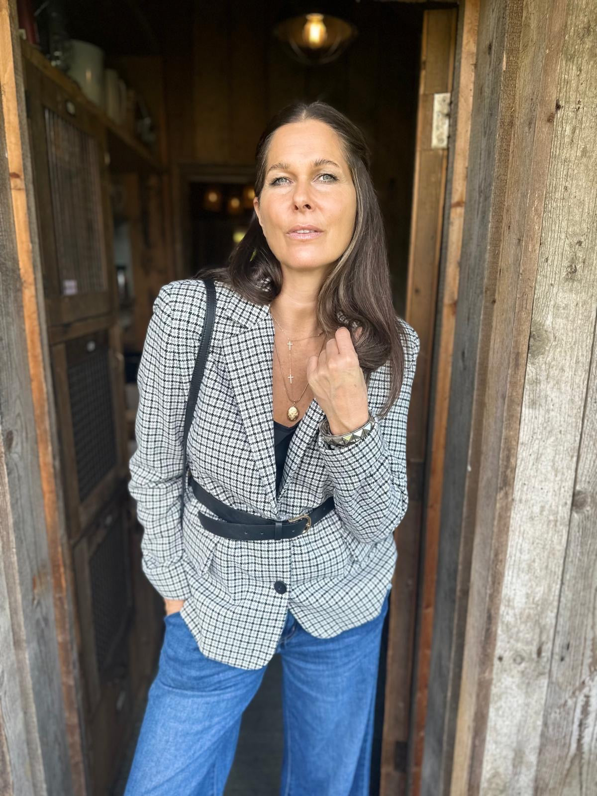 Chaqueta Rocco de pata de gallo en mezcla de gris