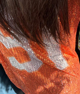 Sequin NFL Inspired Top - Orange