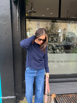 Coral Crew Neck Knit - Navy