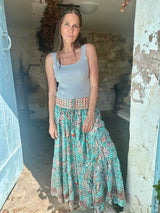 Believer Tiered Maxi Skirt - Sea Foam