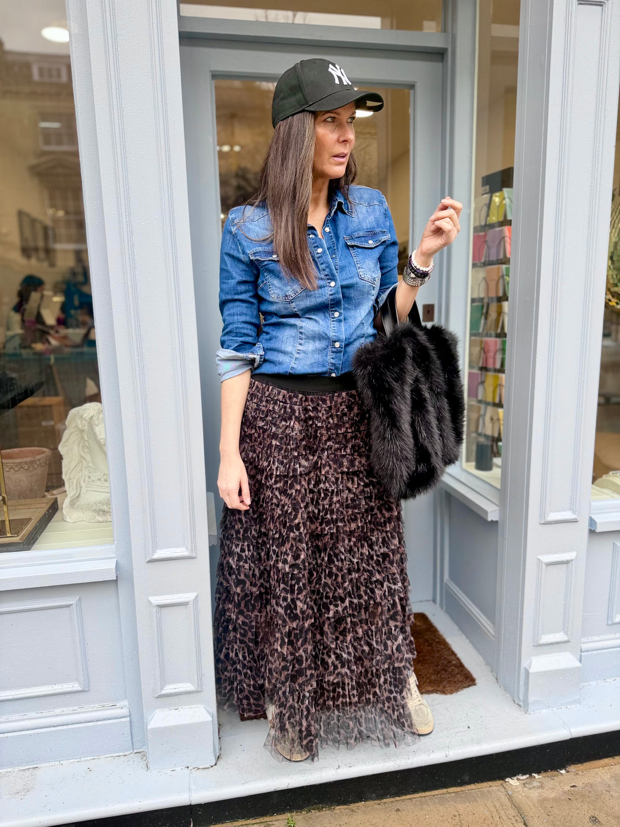 Felicity Animal Print Skirt - Brown
