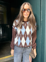 Argyle Crew Neck - Chocolate