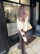 Riley Knit With Sequin Bow - Cream