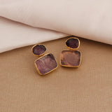 Raw Amethyst Studs