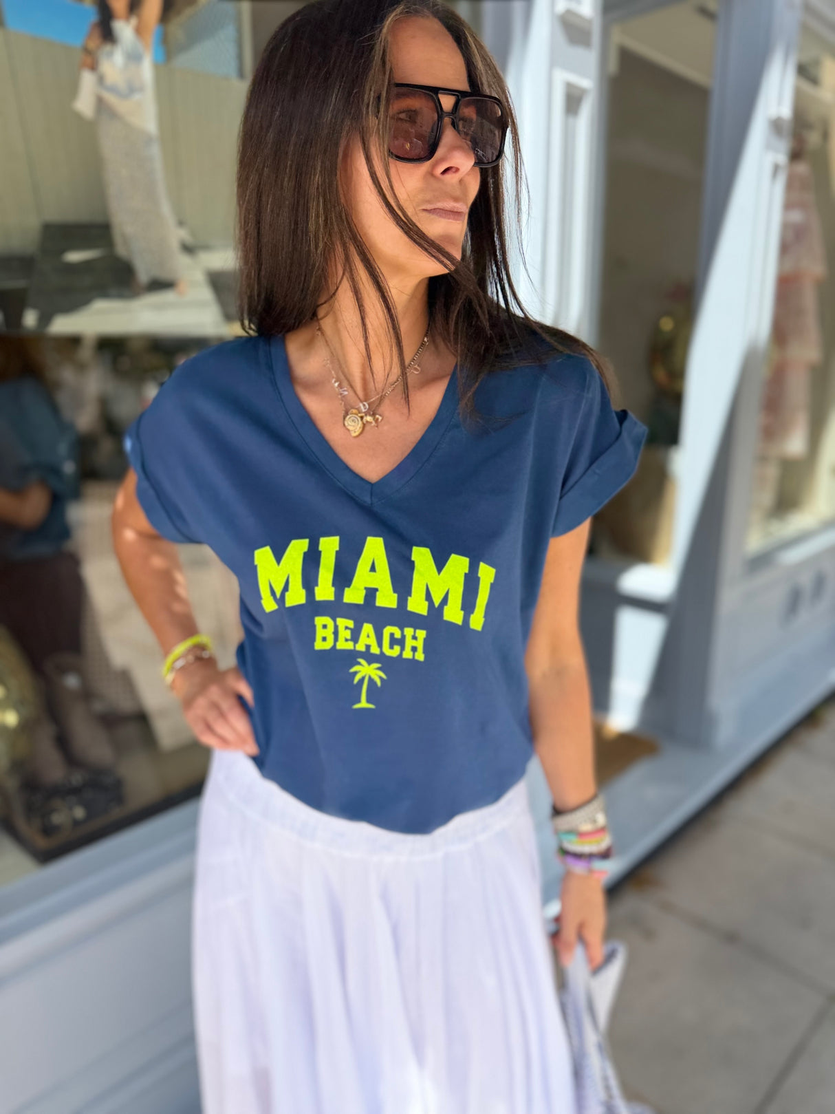 Miami Tee - Navy/Neon