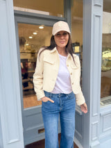 Verity Sequin Cropped Jacket - Ecru