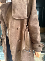 Tabitha Faux Suede Trench - Chocolate