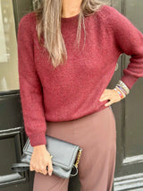 Peony Crew Neck Knit - Claret
