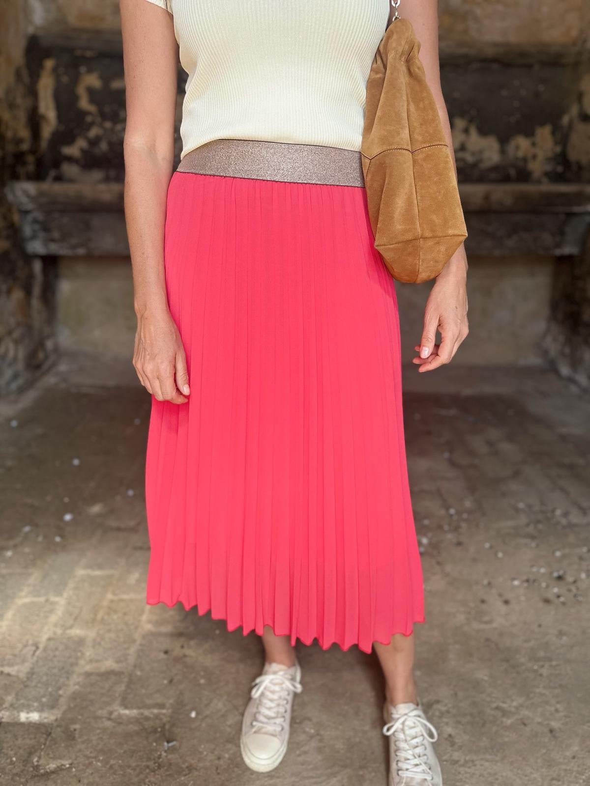 Kaia Midi Skirt - Neon Pink