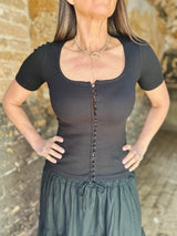 Ash Ribbed Tee - Black