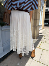 White Lace Midi Skirt
