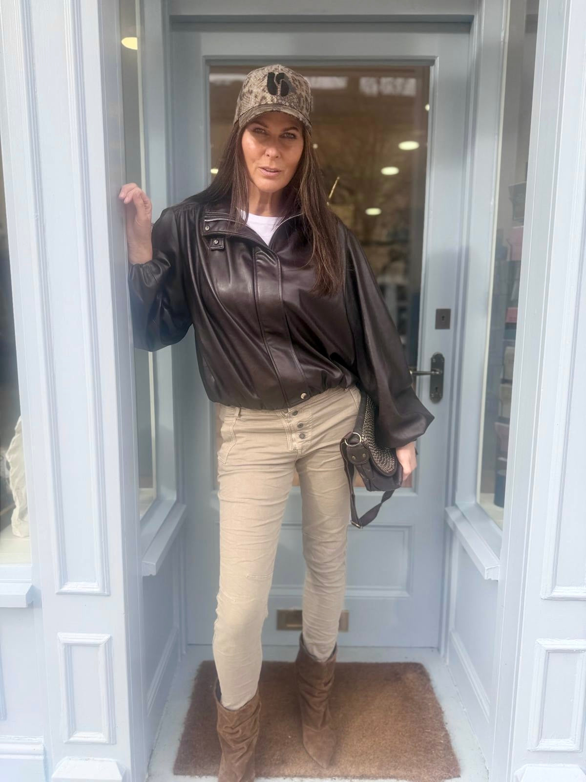 Maz Faux Leather Jacket - Choc