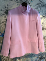 Pinstripe Funnel Neck Blazer - Pink