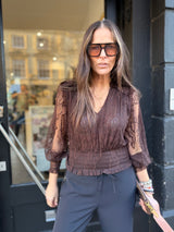 Nolan Lace Top - Chocolate