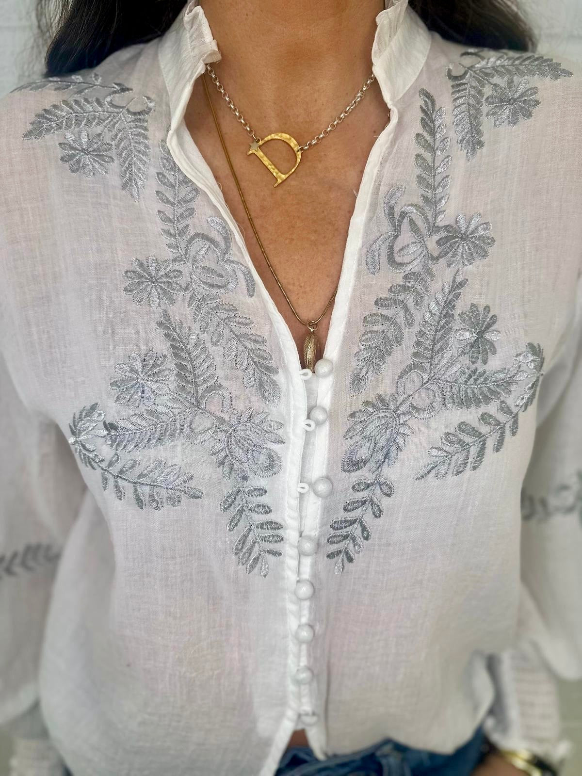 Blusa bordada Neomie blanca